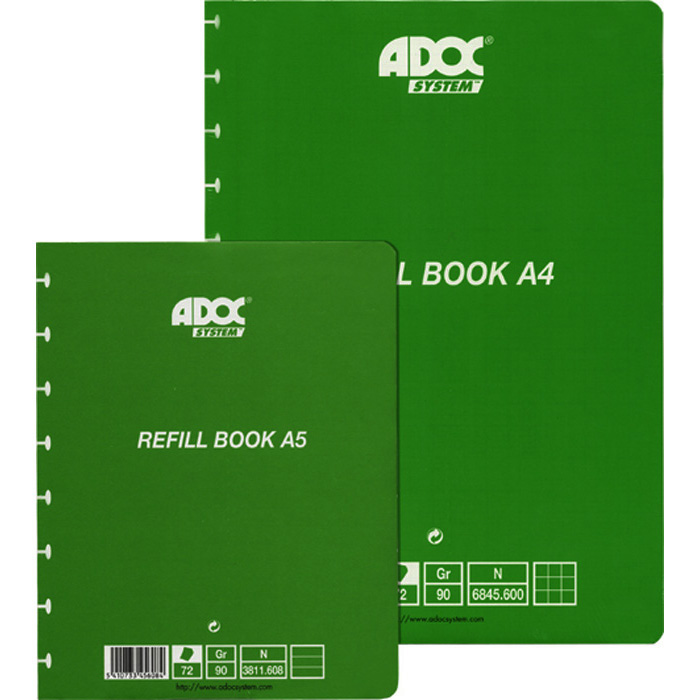 Adoc Spiral booklet Pap-ex Spare sheets A4, lined