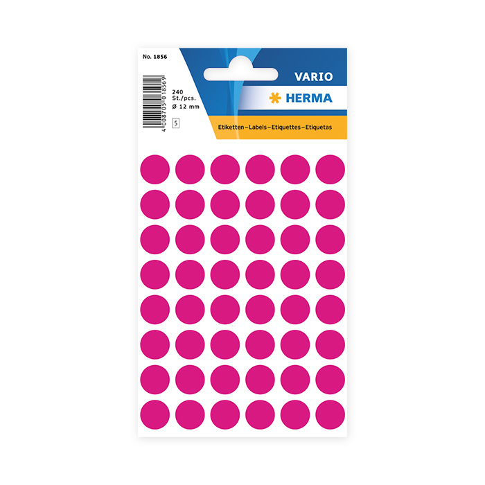 Herma Haftetiketten rund Kleinpackung farbig 13 mm Ø, pink