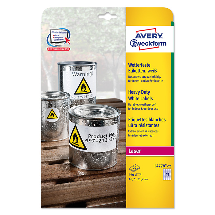 Avery Zweckform Laser labels waterproof