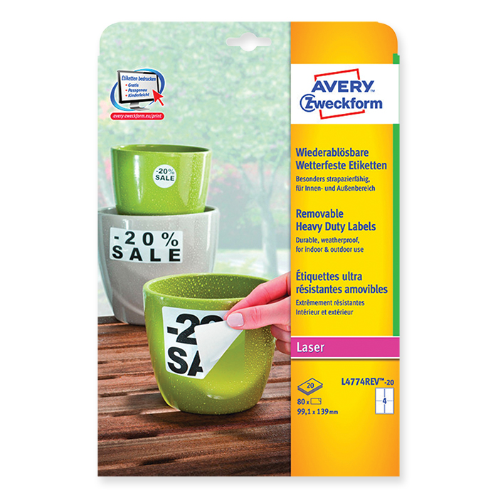 Avery Zweckform laser labels, weather-resistant and removable