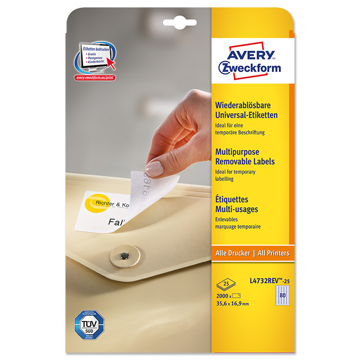 Avery Zweckform multipurpose Repositionable labels, white