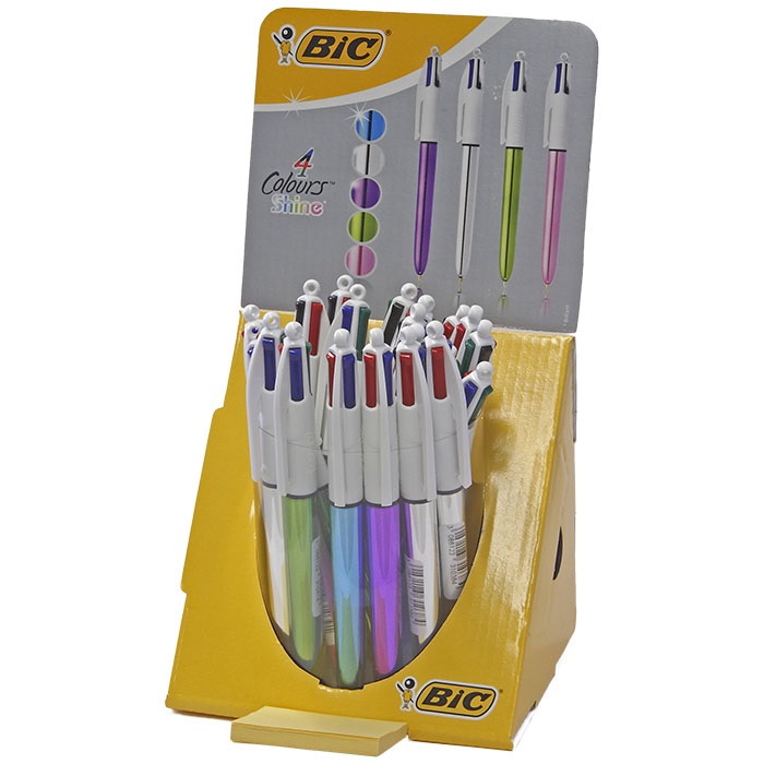 Stylo bille 4 couleurs BIC shine rouge
