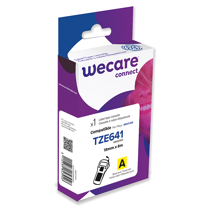 WECARE ersetzt P-Touch Schriftbänder TZe, 18 mm TZE-641, schwarz auf gelb


