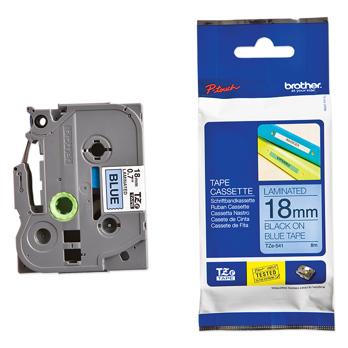 Brother P-Touch Tape Cartridge TZe, laminated, 18 mm Black on blue tape
