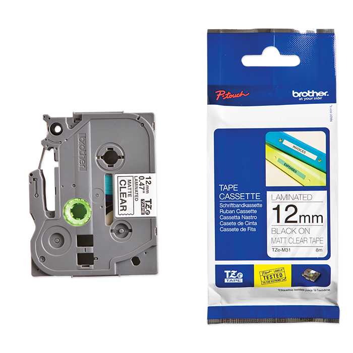 Brother P-Touch Tape Cartridge TZe, laminated, 12 mm Black on clear-matt tape