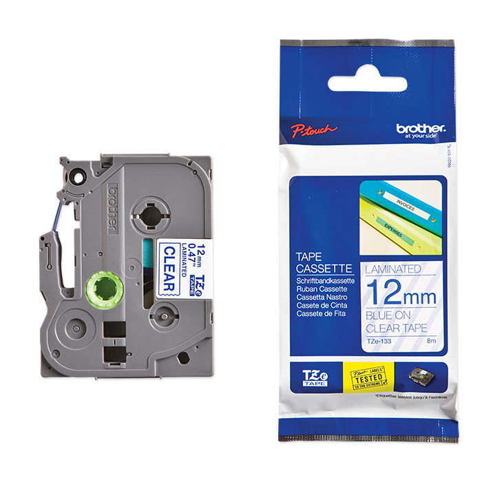 Brother P-Touch Tape Cartridge TZe, laminated, 12 mm Blue on clear tape