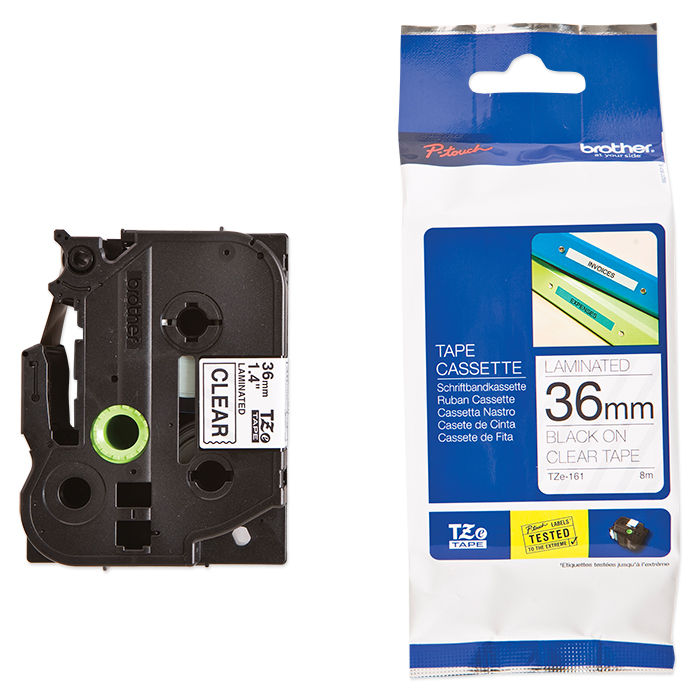 Brother P-Touch Tape Cartridge TZe, laminated, 36 mm Black on clear tape