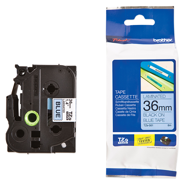 Brother P-Touch Tape Cartridge TZe, laminated, 36 mm Black on blue tape