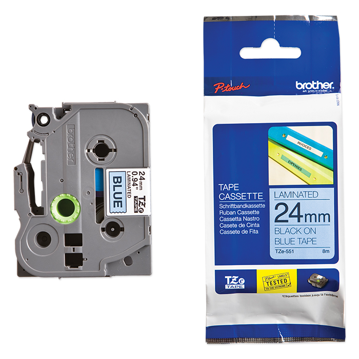 Brother P-Touch Tape Cartridge TZe, laminated, 24 mm Black on blue tape
