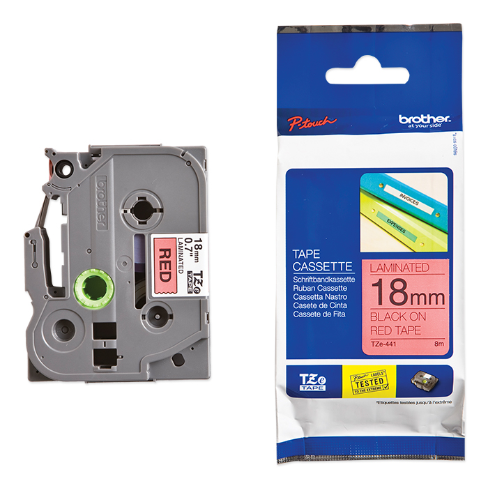 Brother P-Touch Tape Cartridge TZe, laminated, 18 mm Black on red tape