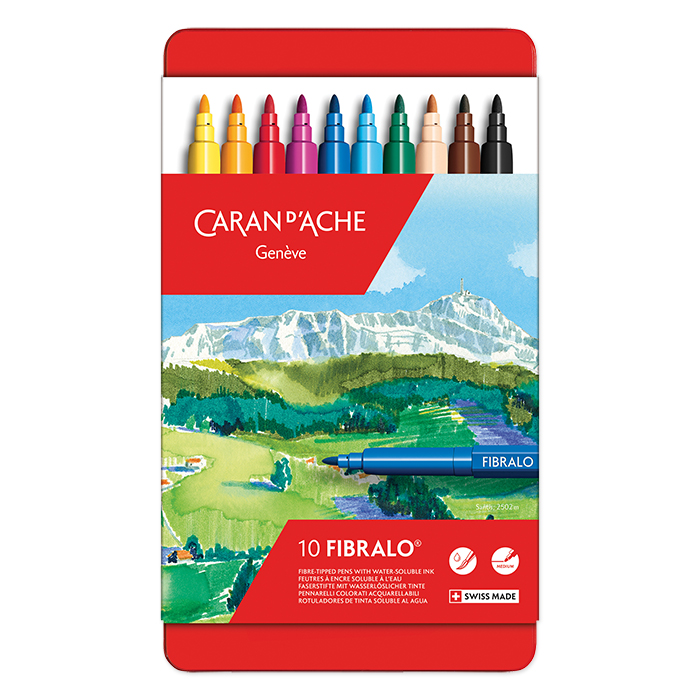 Caran d'Ache Felt-tip pen Fibralo Metal box of 10 (colours with *)