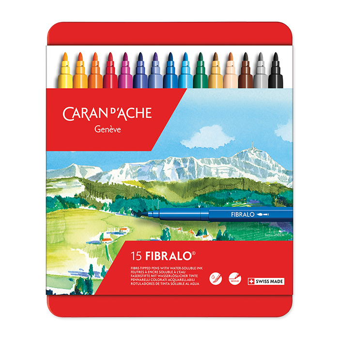 Caran d'Ache Felt-tip pen Fibralo Metal box of 15 (colours with °)