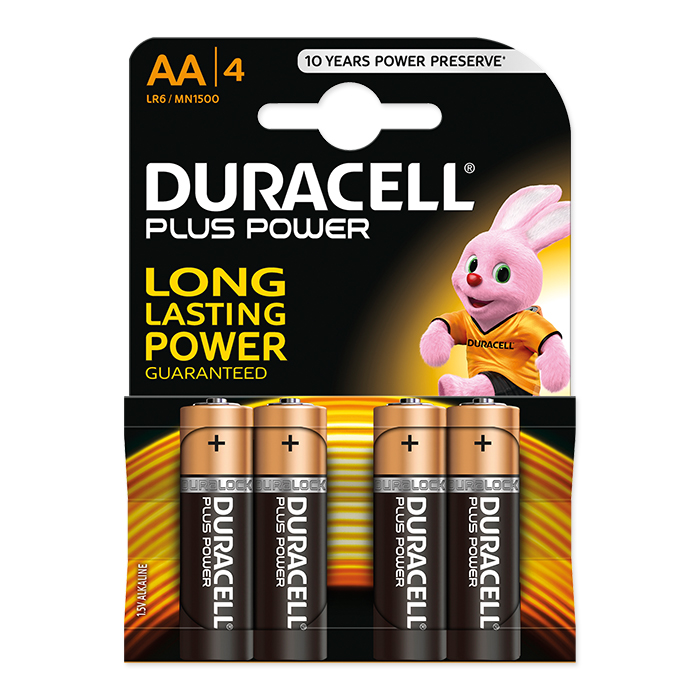 Duracell AA Plus Power 1.5 Volt, 4 pieces