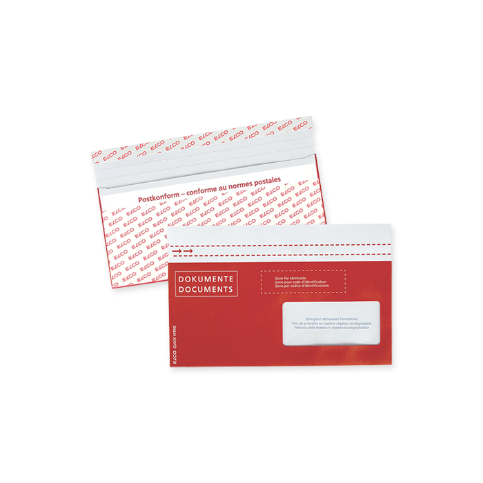 Elco Dokumententasche Quick Vitro aus Papier C5/6, 229 x 114 mm, Fenster links, rot