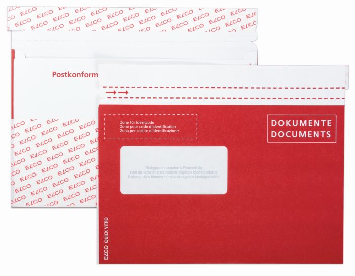 Porte-documents Elco Quick Vitro en papier C5, fenêtre à gauche, rouge