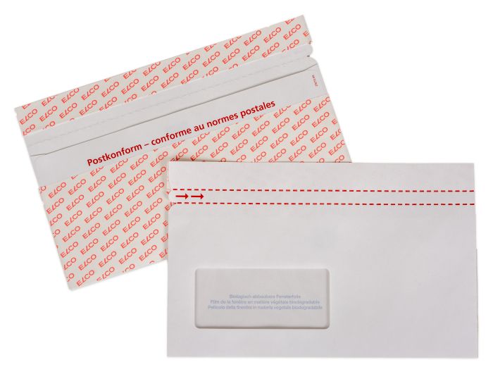 Porte-documents Elco Quick Vitro en papier C5/6, 229 x 114 mm, fenêtre à gauche, blanc