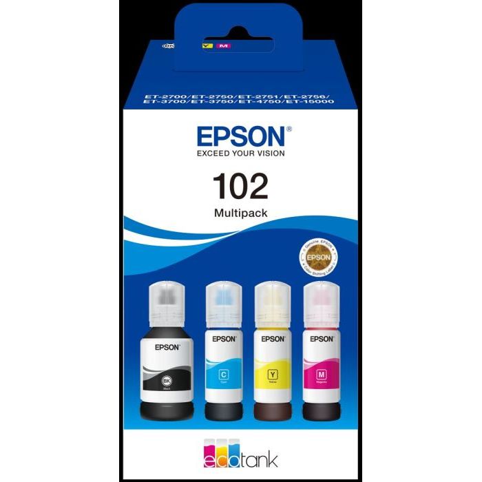 Epson Tintenbehälter 102 Tintenbehälter 102, 4er-Pack Schwarz, Gelb, Cyan, Magenta