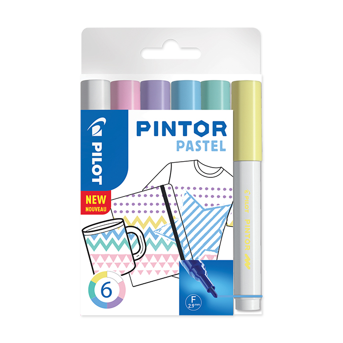 Pilot Pintor Marker 6er Set Pastell F: weiss, pink, violett, blau, grün, gelb