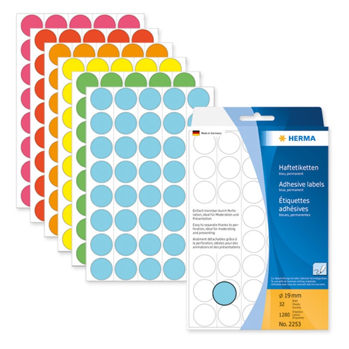 Herma Adhesive labels coloured round large pack