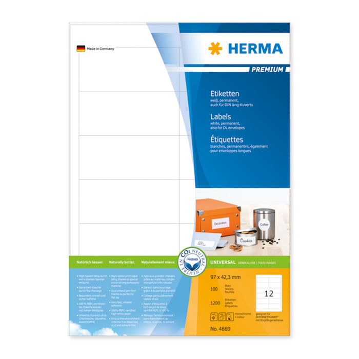 Herma Premium Universal-Etiketten, 100 Blatt