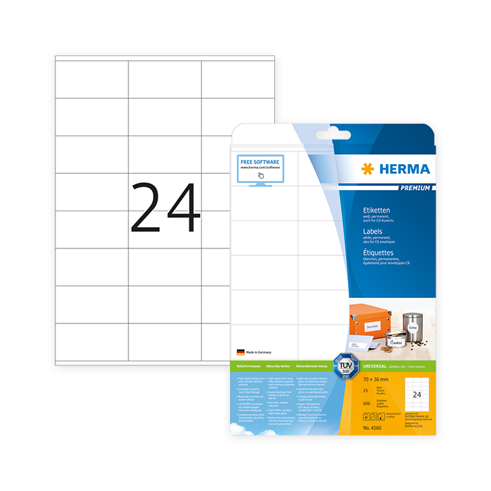 Herma Premium Universal-Etiketten, 25 Blatt