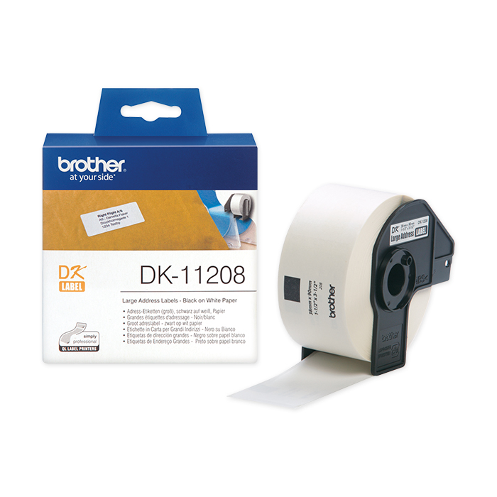 Brother Etiquettes pour imprimantes pour étiquettes papier étiquettes adresses, grandes, 38 x 90 mm, papier blanc, WebStamp