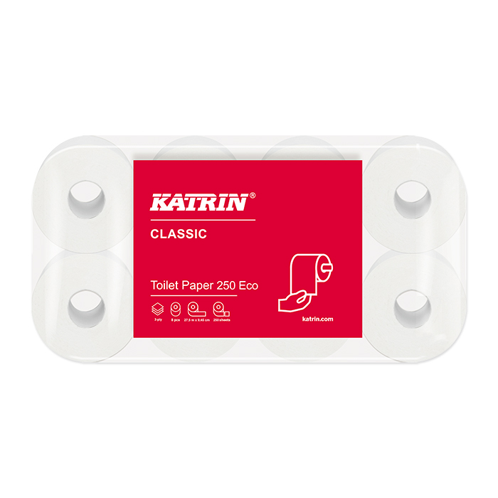 Katrin Toilettenpapier Classic Toilet 250 eco 3-lagig, 9,5 x 11 cm