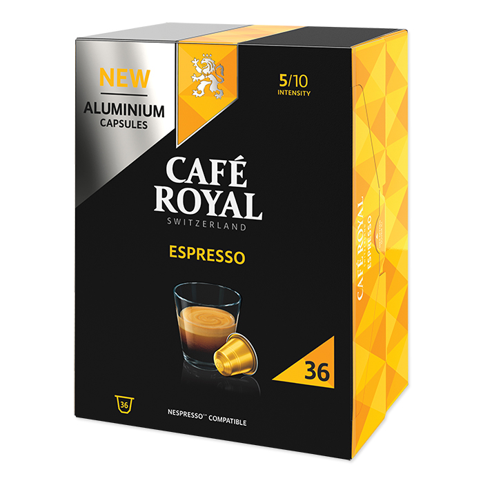 Capsule Café Royal Espresso (40 ml), pacco da 36 capsule.