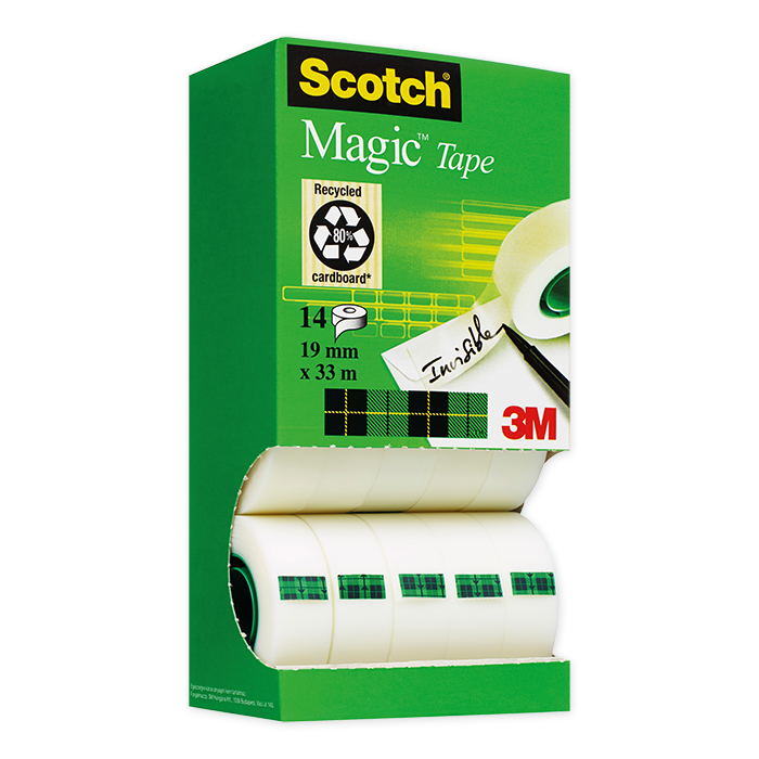 Scotch Magic Tape 810 Bande adhésive invisible - Boîte distributrice paquet à 14 rouleaux 19 mm x 33 m