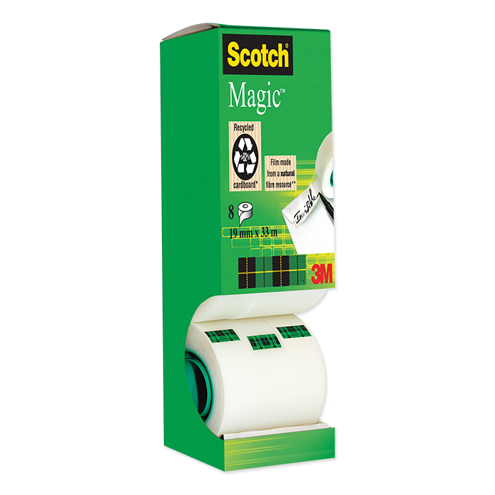 Scotch Magic Tape 810 Bande adhésive invisible - Boîte distributrice paquet à 8 rouleaux