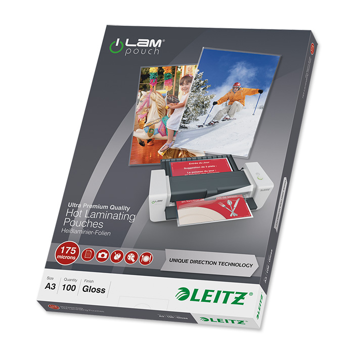 Leitz Laminating pouches iLAM 175 my, A3, 303 x 426 mm