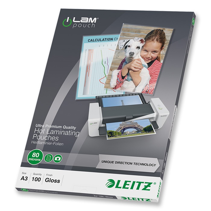 Leitz Laminier-Folientaschen iLAM 80 my, A3, 303 x 426 mm