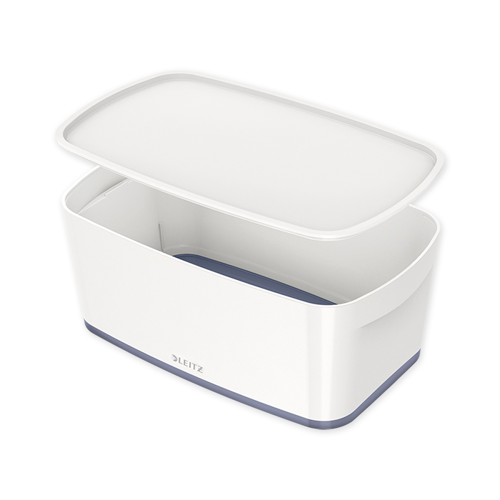 Leitz MyBox Small with lid, Storage Box white/grey