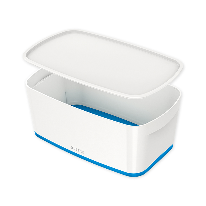 Leitz MyBox Small with lid, Storage Box white/blue