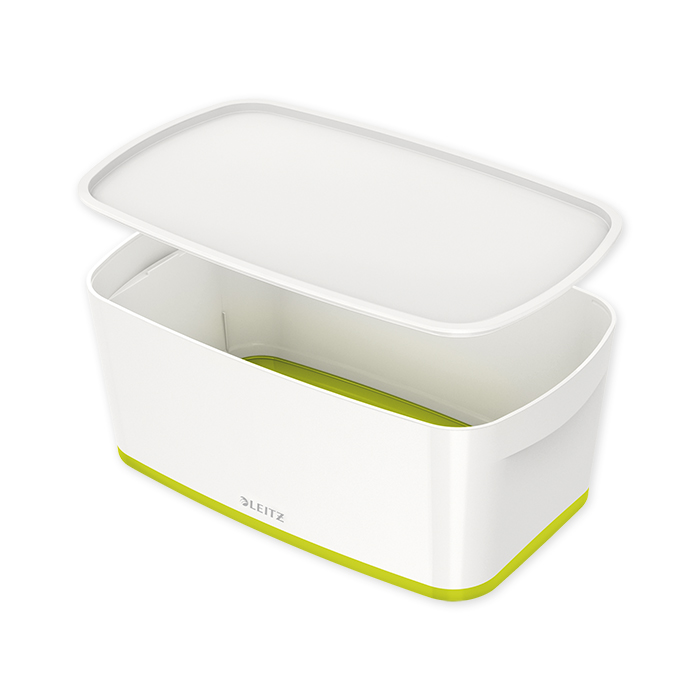 Leitz MyBox Small with lid, Storage Box white/green