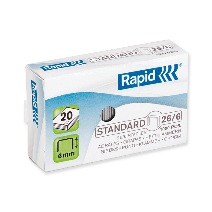 Rapid Heftklammern Standard 26/6, Schenkellänge 6 mm