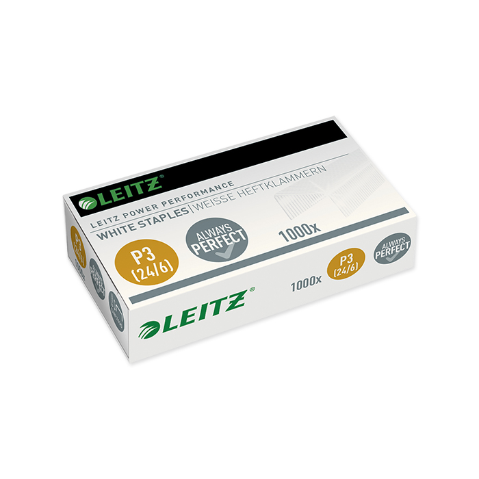 Leitz Power Performance Staples 24/6, leg length 6 mm, white