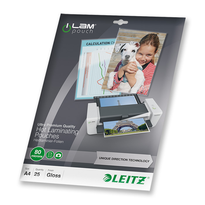 Leitz Buste trasparenti per la plastificazione iLAM 80 my, A4, 216 x 303 mm