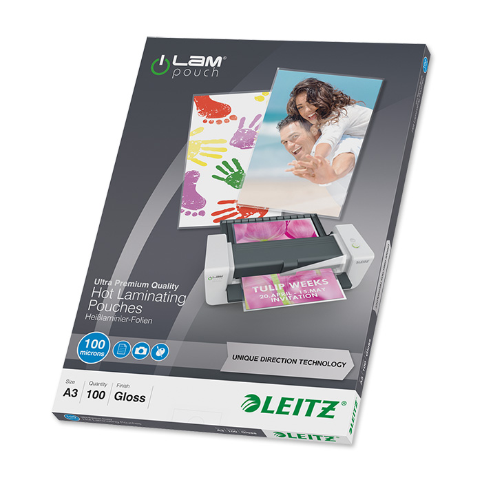 Leitz Buste trasparenti per la plastificazione iLAM 100 my, A3, 303 x 426 mm
