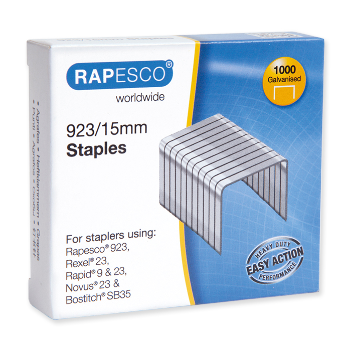 Rapesco Staples typ 923 923/15, leg length 15 mm