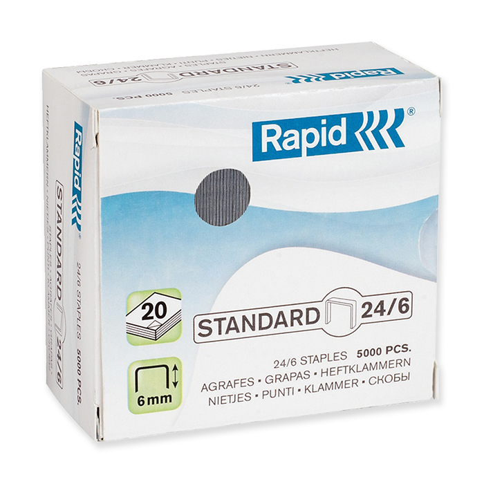 Rapid Heftklammern Standard 24/6, Schenkellänge 6 mm