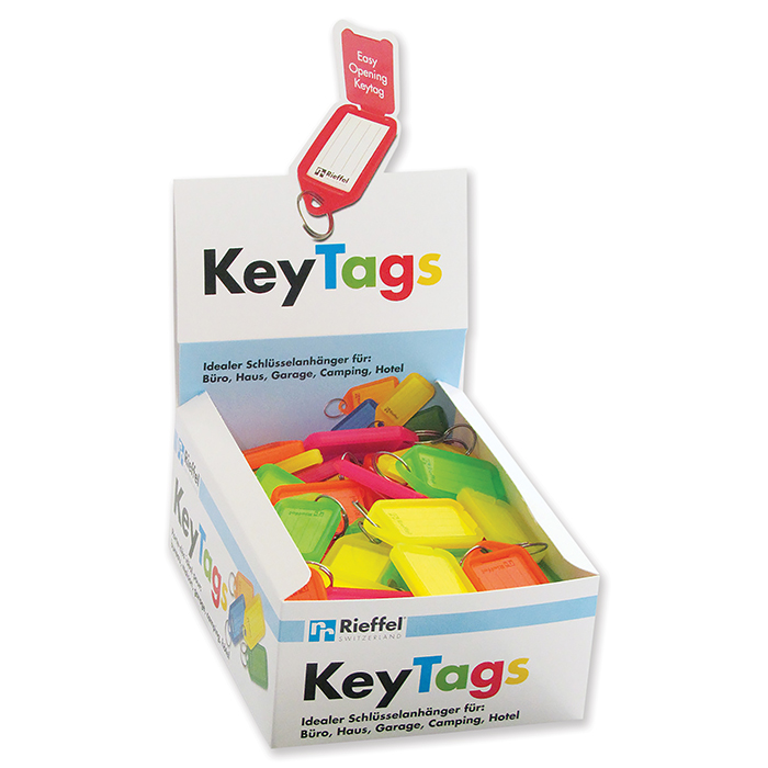 Rieffel Schlüsselanhänger KeyTag 100 Schilder, neon assortiert