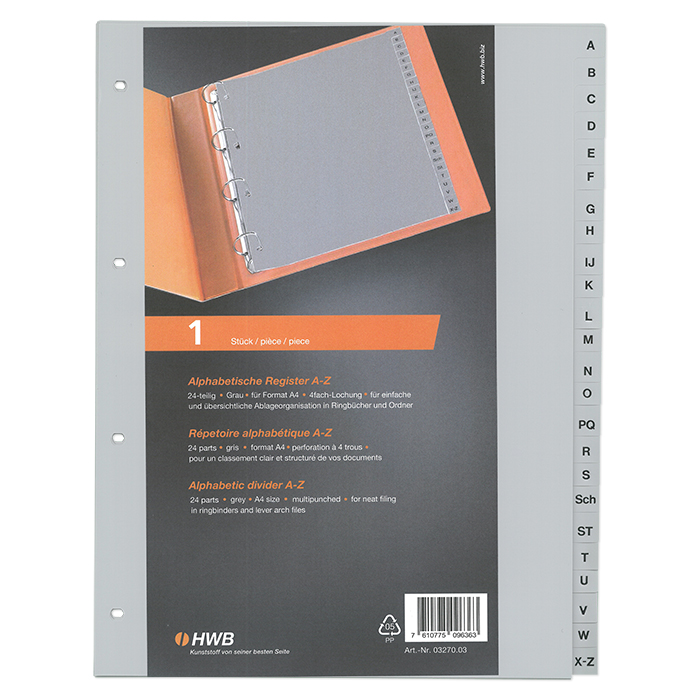 HWB Divider A - Z A4, full-covering, with insert