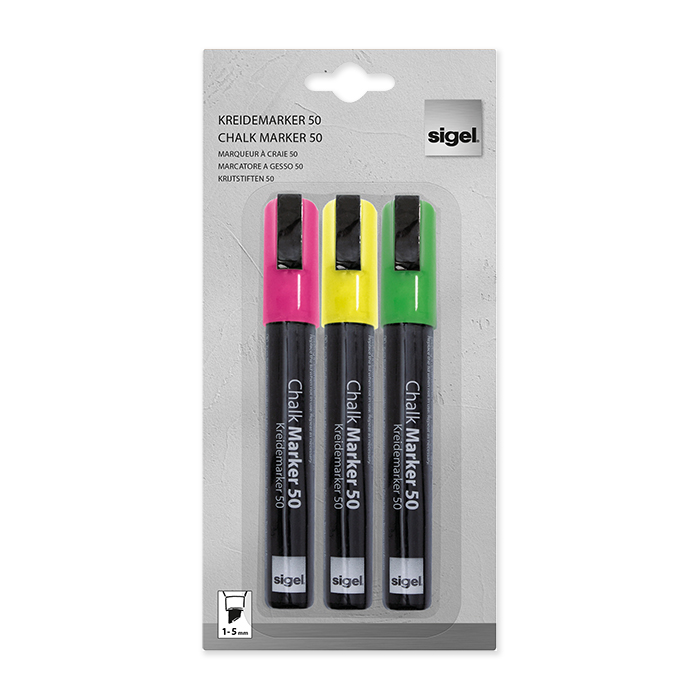 Sigel chalk marker set of 4 (pink, green, yellow)