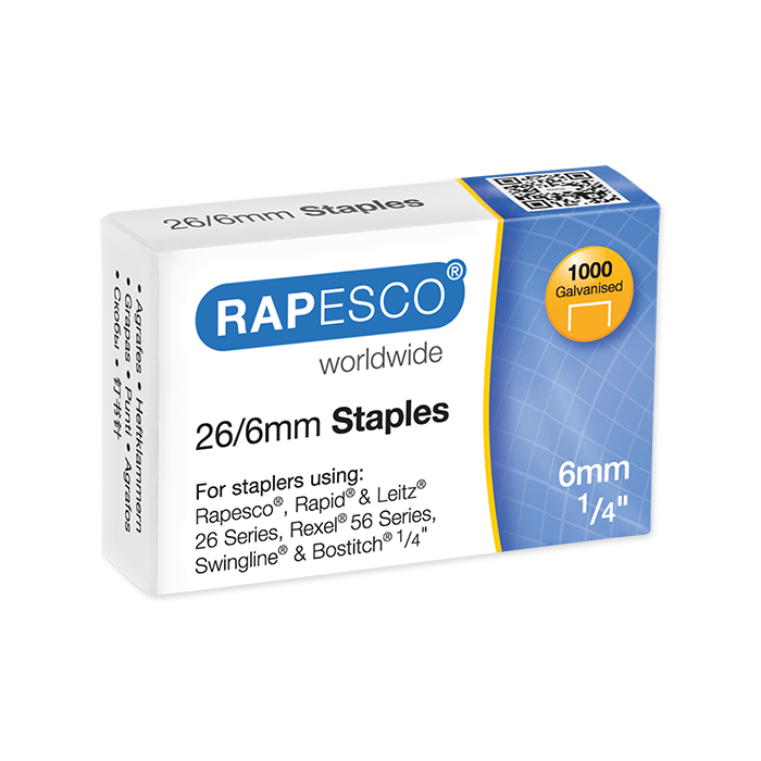 Rapesco staples Typ 24 / 26 26/6, leg length 6 mm