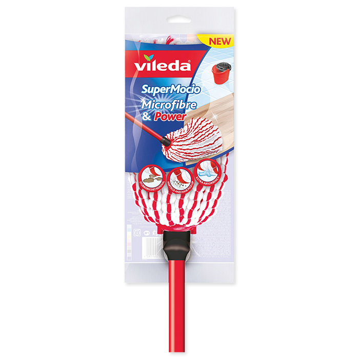 Vileda SuperMocio floor wiper with handle red / blue