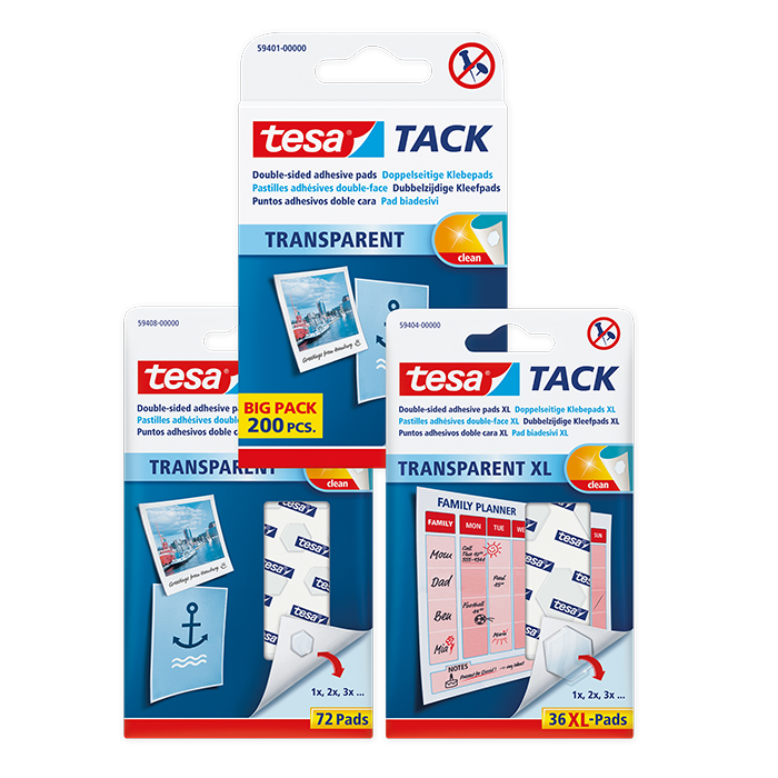 tesa Tack self-adhesive pads, transparent